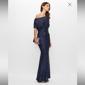 Off shoulder sequin gown